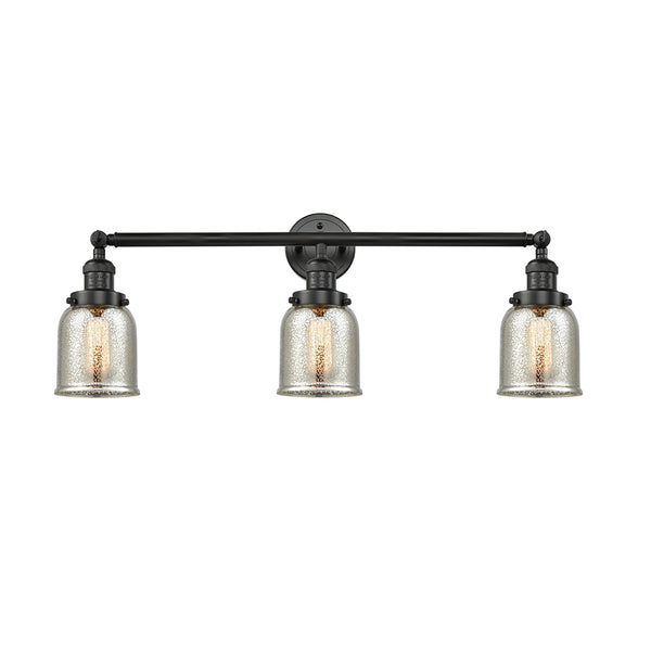Bell Bath Vanity Light shown in the Matte Black finish with a Silver Plated Mercury shade