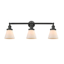 Cone Bath Vanity Light shown in the Matte Black finish with a Matte White shade