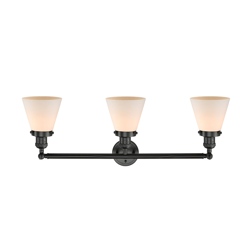 Innovations Lighting Small Cone 3 Light Bath Vanity Light Part Of The Franklin Restoration Collection 205-BK-G61