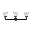 Innovations Lighting Small Cone 3 Light Bath Vanity Light Part Of The Franklin Restoration Collection 205-BK-G62-LED