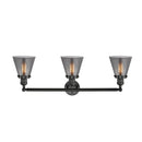 Innovations Lighting Small Cone 3 Light Bath Vanity Light Part Of The Franklin Restoration Collection 205-BK-G63-LED