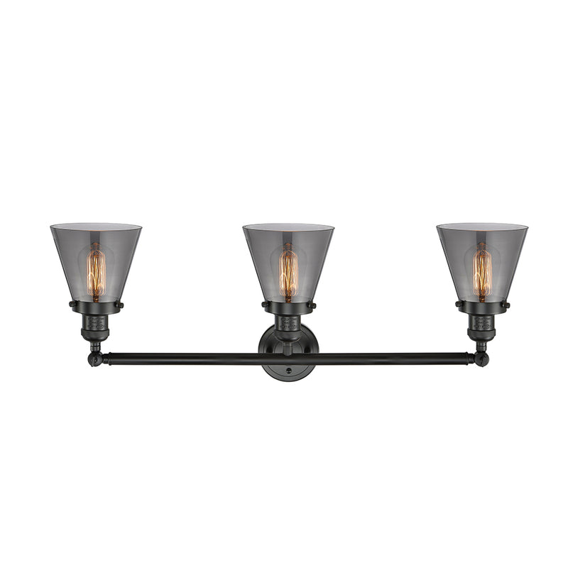 Innovations Lighting Small Cone 3 Light Bath Vanity Light Part Of The Franklin Restoration Collection 205-BK-G63-LED
