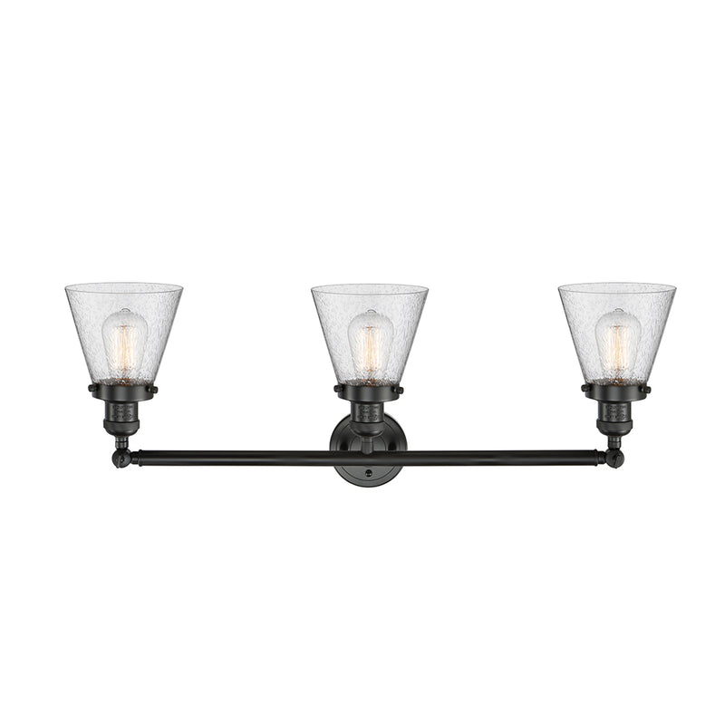 Innovations Lighting Small Cone 3 Light Bath Vanity Light Part Of The Franklin Restoration Collection 205-BK-G64-LED