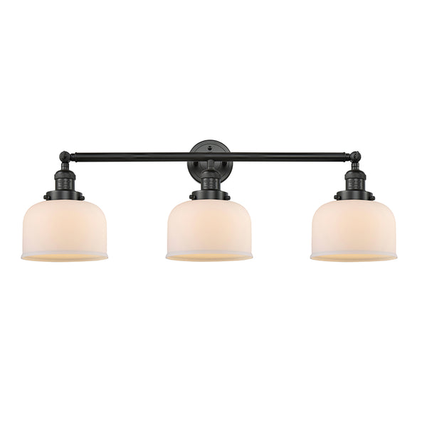 Bell Bath Vanity Light shown in the Matte Black finish with a Matte White shade
