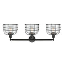 Innovations Lighting Large Bell Cage 3 Light Bath Vanity Light Part Of The Franklin Restoration Collection 205-BK-G72-CE-LED