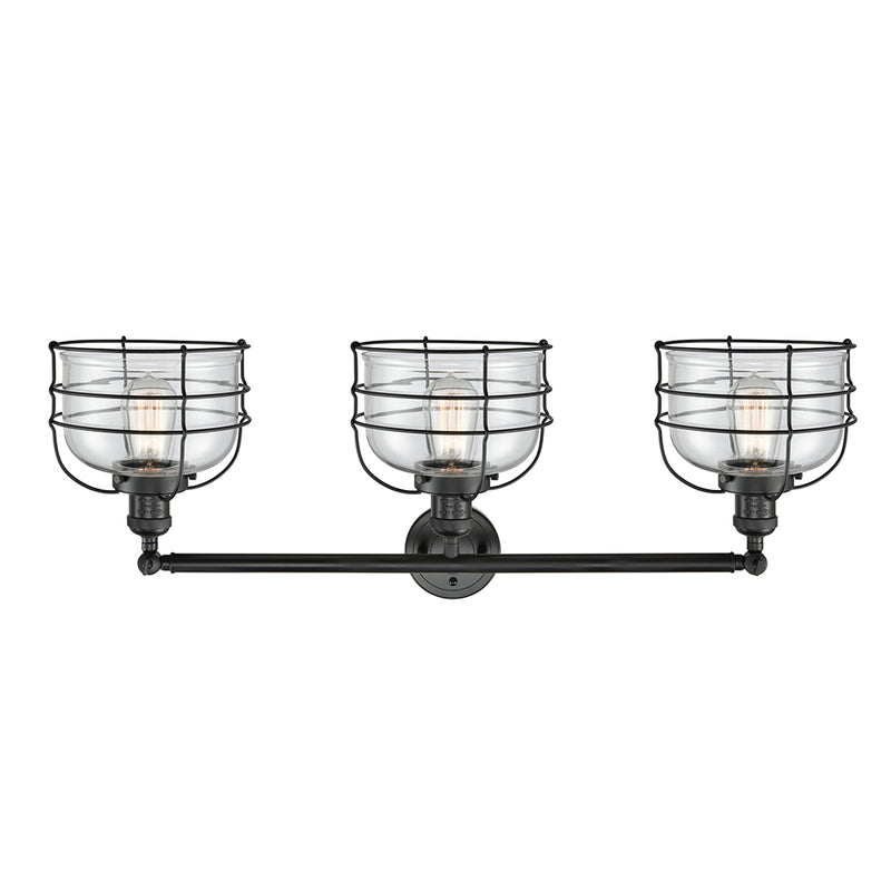 Innovations Lighting Large Bell Cage 3 Light Bath Vanity Light Part Of The Franklin Restoration Collection 205-BK-G72-CE-LED