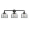 Bell Cage Bath Vanity Light shown in the Matte Black finish with a Clear shade