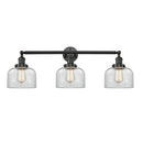 Bell Bath Vanity Light shown in the Matte Black finish with a Clear shade