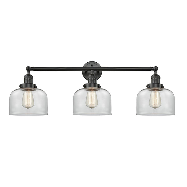 Bell Bath Vanity Light shown in the Matte Black finish with a Clear shade