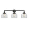 Bell Bath Vanity Light shown in the Matte Black finish with a Clear shade