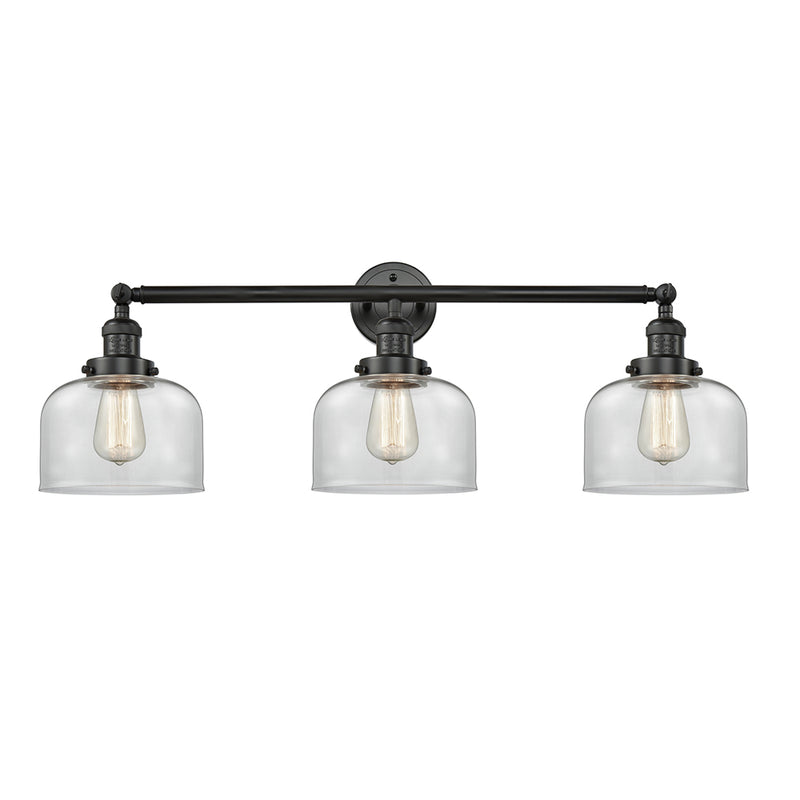 Bell Bath Vanity Light shown in the Matte Black finish with a Clear shade