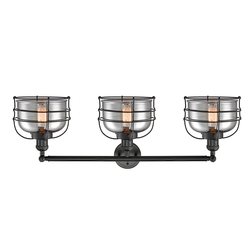 Innovations Lighting Large Bell Cage 3 Light Bath Vanity Light Part Of The Franklin Restoration Collection 205-BK-G73-CE-LED