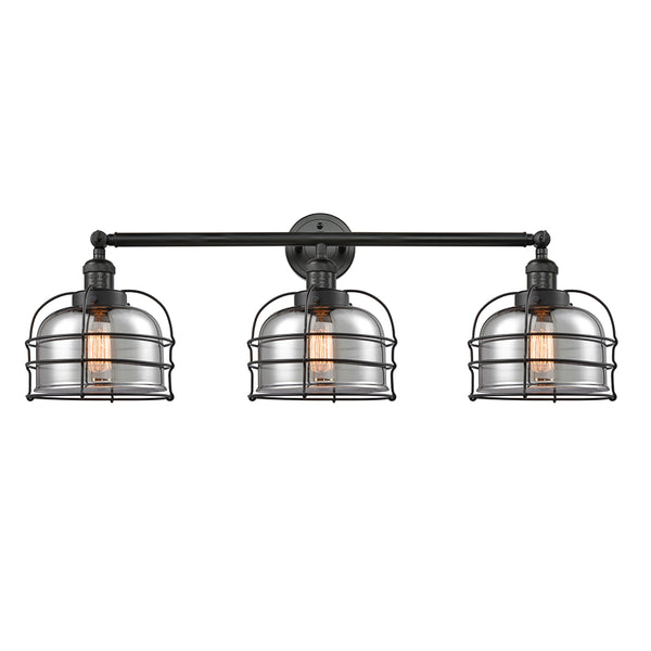 Bell Cage Bath Vanity Light shown in the Matte Black finish with a Plated Smoke shade