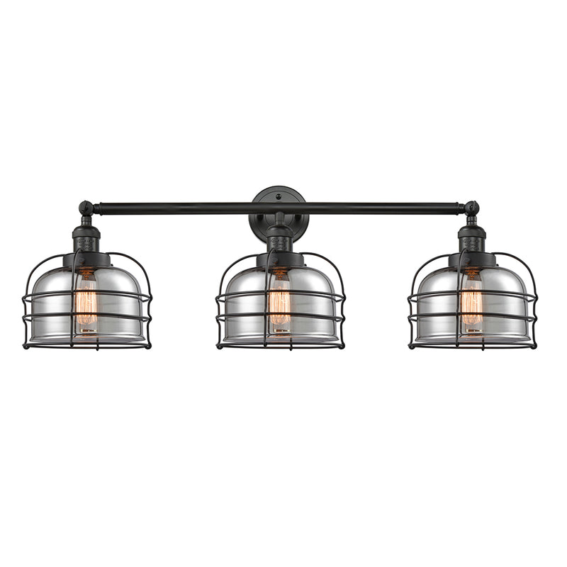 Bell Cage Bath Vanity Light shown in the Matte Black finish with a Plated Smoke shade
