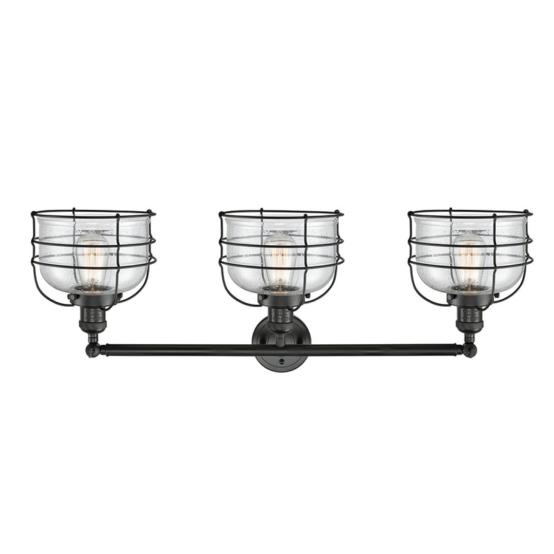 Innovations Lighting Large Bell Cage 3 Light Bath Vanity Light Part Of The Franklin Restoration Collection 205-BK-G74-CE-LED