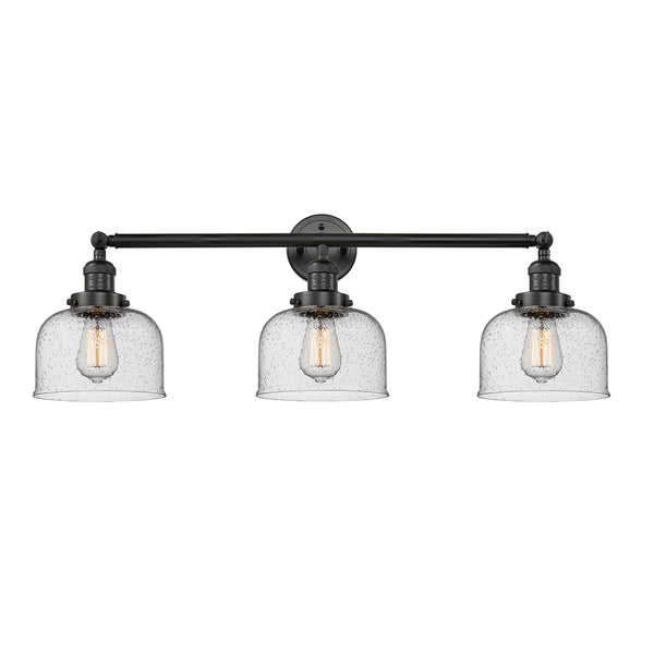 Bell Bath Vanity Light shown in the Matte Black finish with a Seedy shade
