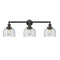 Bell Bath Vanity Light shown in the Matte Black finish with a Seedy shade