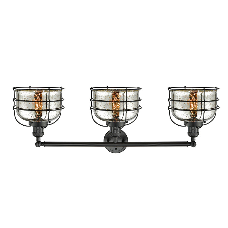Innovations Lighting Large Bell Cage 3 Light Bath Vanity Light Part Of The Franklin Restoration Collection 205-BK-G78-CE-LED