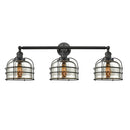 Bell Cage Bath Vanity Light shown in the Matte Black finish with a Silver Plated Mercury shade
