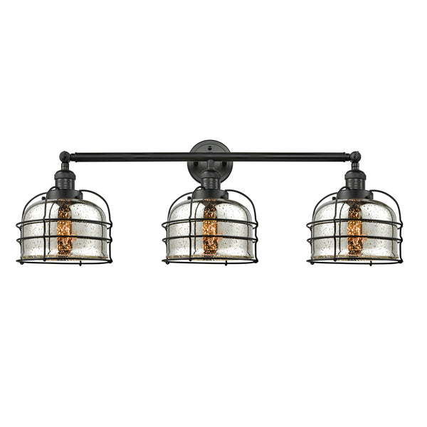 Bell Cage Bath Vanity Light shown in the Matte Black finish with a Silver Plated Mercury shade