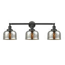 Bell Bath Vanity Light shown in the Matte Black finish with a Silver Plated Mercury shade