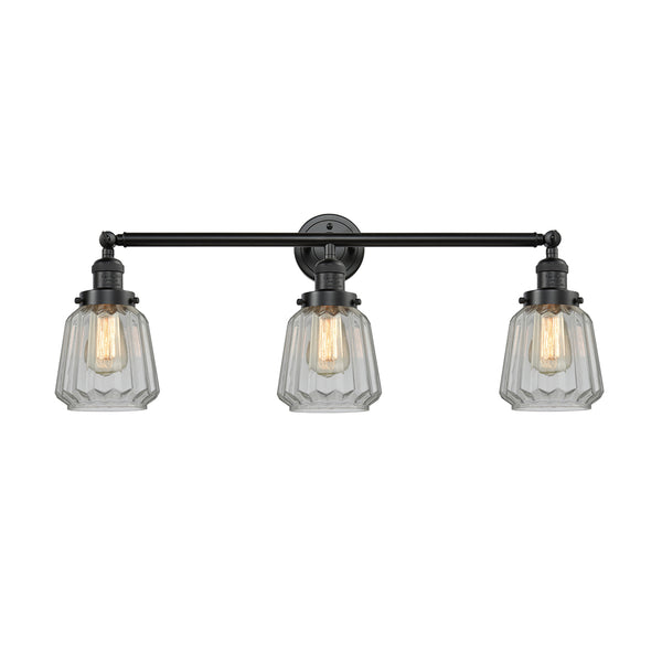 Chatham Bath Vanity Light shown in the Oil Rubbed Bronze finish with a Clear shade