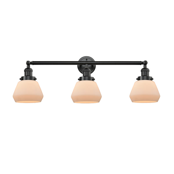 Fulton Bath Vanity Light shown in the Oil Rubbed Bronze finish with a Matte White shade