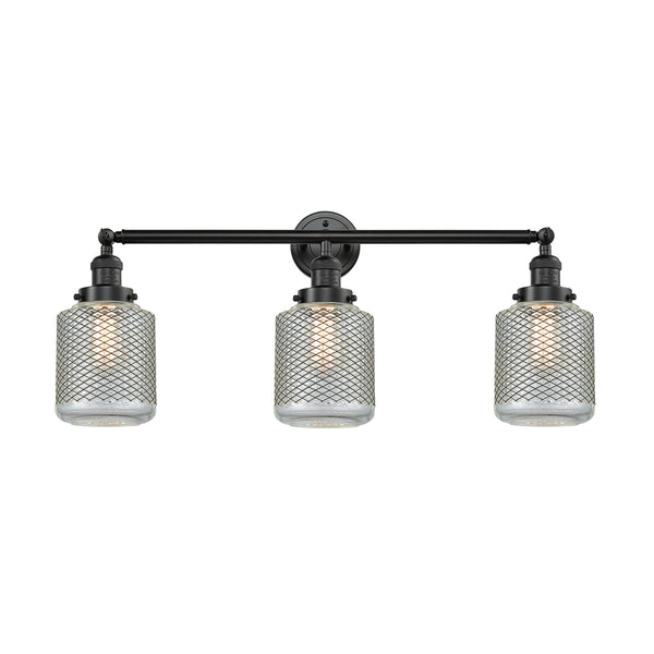 Stanton Bath Vanity Light shown in the Oil Rubbed Bronze finish with a Clear Wire Mesh shade