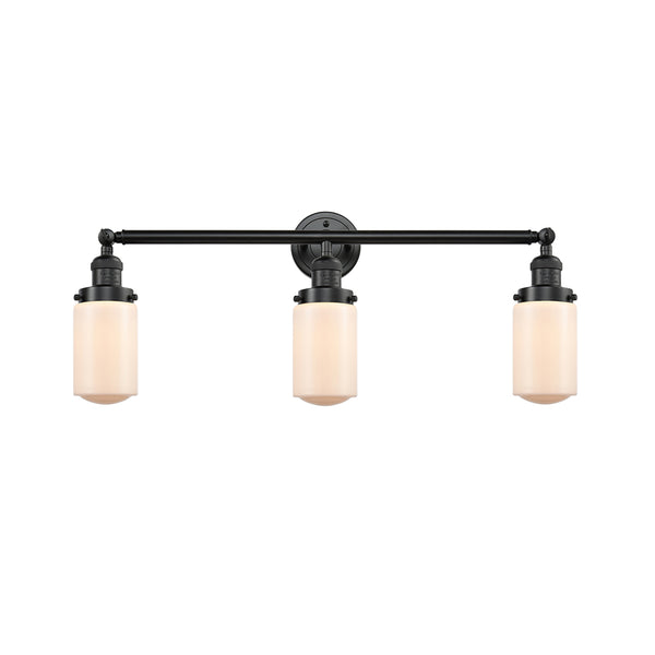 Dover Bath Vanity Light shown in the Oil Rubbed Bronze finish with a Matte White shade