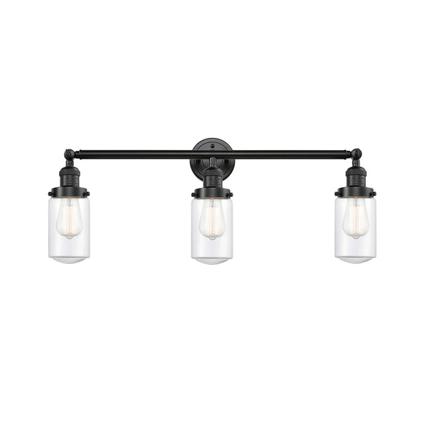 Dover Bath Vanity Light shown in the Oil Rubbed Bronze finish with a Clear shade