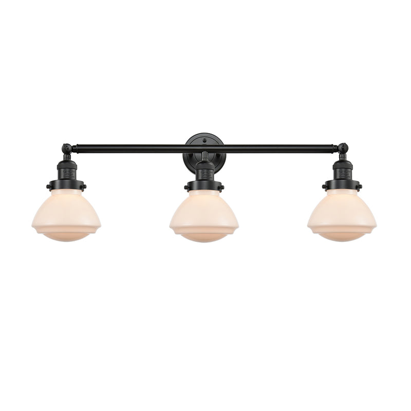 Olean Bath Vanity Light shown in the Oil Rubbed Bronze finish with a Matte White shade