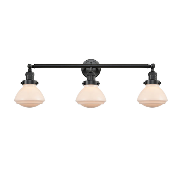 Olean Bath Vanity Light shown in the Oil Rubbed Bronze finish with a Matte White shade