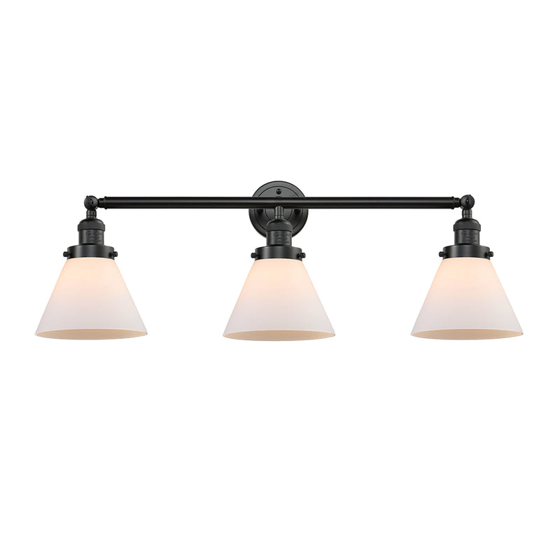 Cone Bath Vanity Light shown in the Oil Rubbed Bronze finish with a Matte White shade