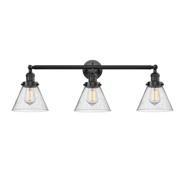 Cone Bath Vanity Light shown in the Oil Rubbed Bronze finish with a Seedy shade