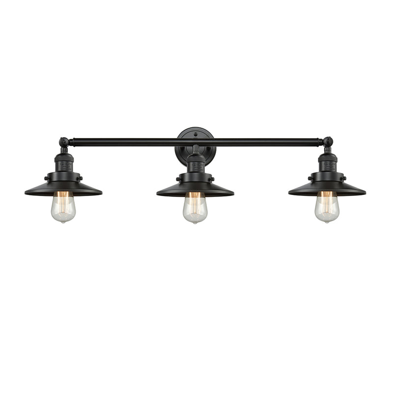 Railroad Bath Vanity Light shown in the Oil Rubbed Bronze finish with a Oil Rubbed Bronze shade