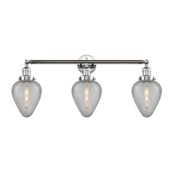 Geneseo Bath Vanity Light shown in the Polished Chrome finish with a Clear Crackled shade