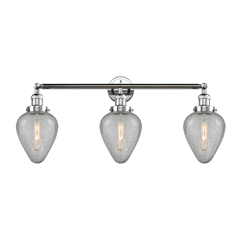 Geneseo Bath Vanity Light shown in the Polished Chrome finish with a Clear Crackled shade