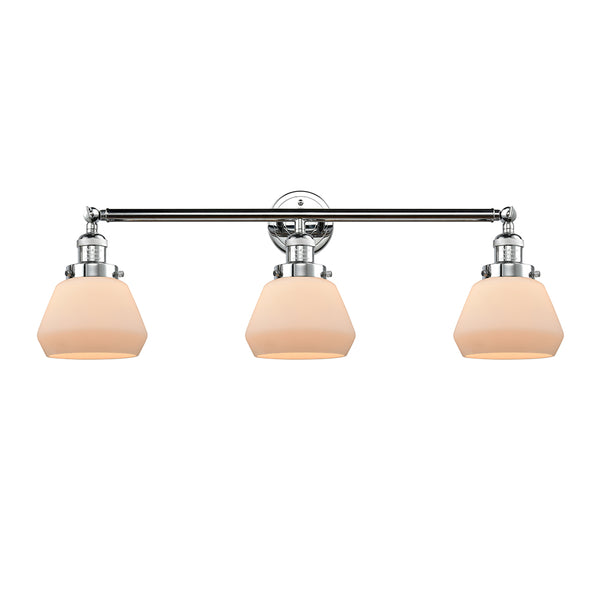 Fulton Bath Vanity Light shown in the Polished Chrome finish with a Matte White shade