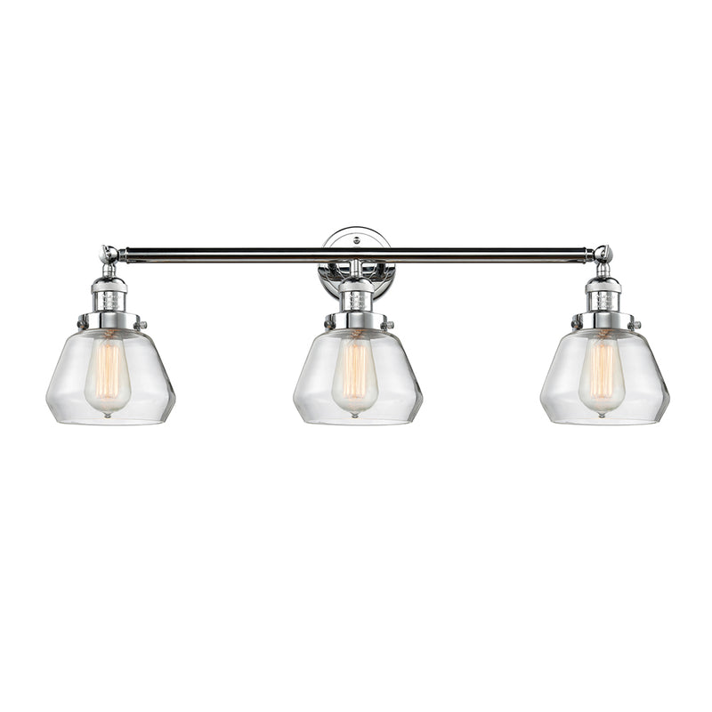 Fulton Bath Vanity Light shown in the Polished Chrome finish with a Clear shade