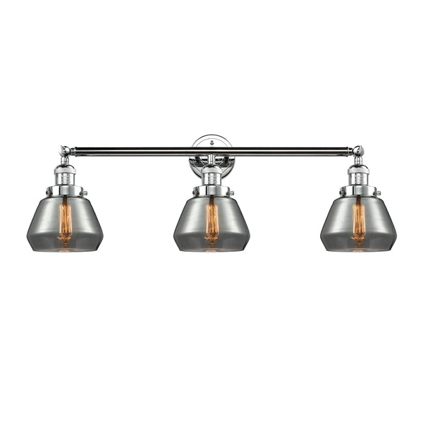 Fulton Bath Vanity Light shown in the Polished Chrome finish with a Plated Smoke shade