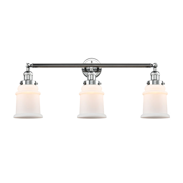Canton Bath Vanity Light shown in the Polished Chrome finish with a Matte White shade