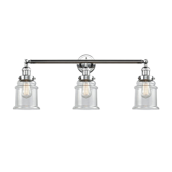 Canton Bath Vanity Light shown in the Polished Chrome finish with a Clear shade