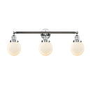 Beacon Bath Vanity Light shown in the Polished Chrome finish with a Matte White shade