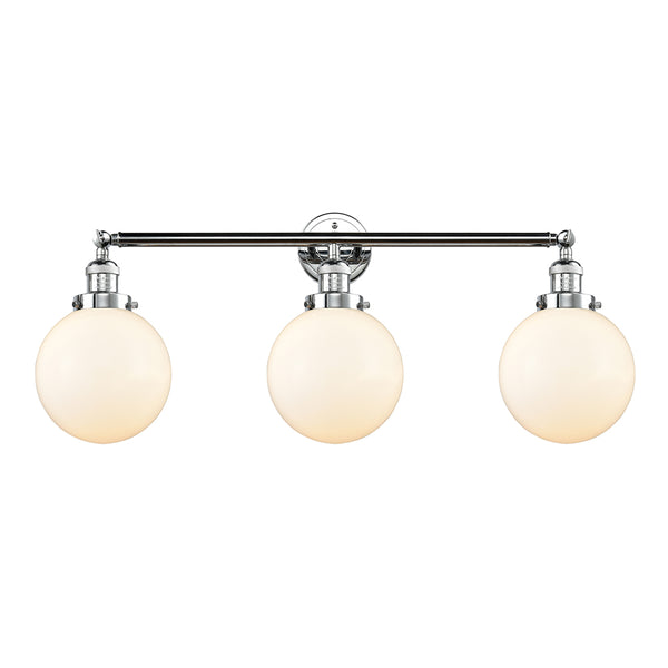 Beacon Bath Vanity Light shown in the Polished Chrome finish with a Matte White shade