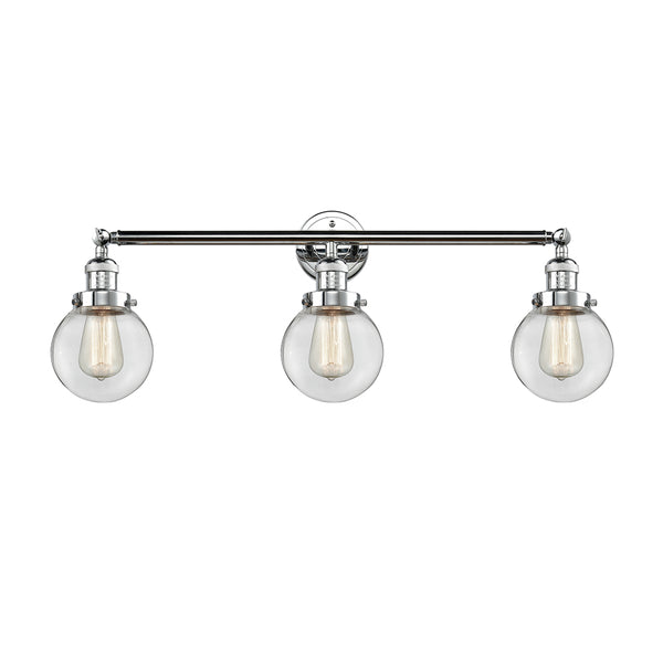Beacon Bath Vanity Light shown in the Polished Chrome finish with a Clear shade