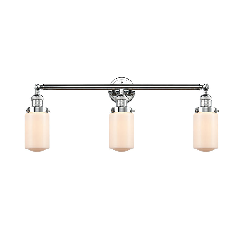 Dover Bath Vanity Light shown in the Polished Chrome finish with a Matte White shade
