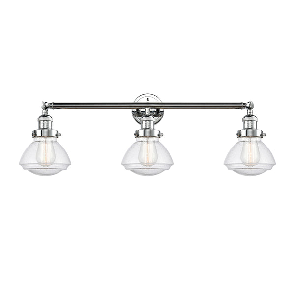 Olean Bath Vanity Light shown in the Polished Chrome finish with a Seedy shade