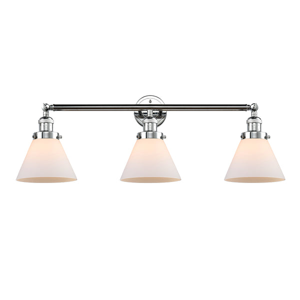 Cone Bath Vanity Light shown in the Polished Chrome finish with a Matte White shade