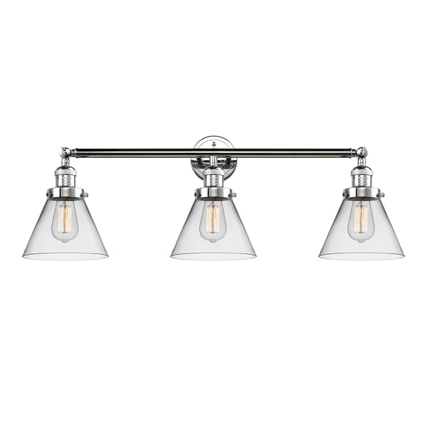 Cone Bath Vanity Light shown in the Polished Chrome finish with a Clear shade