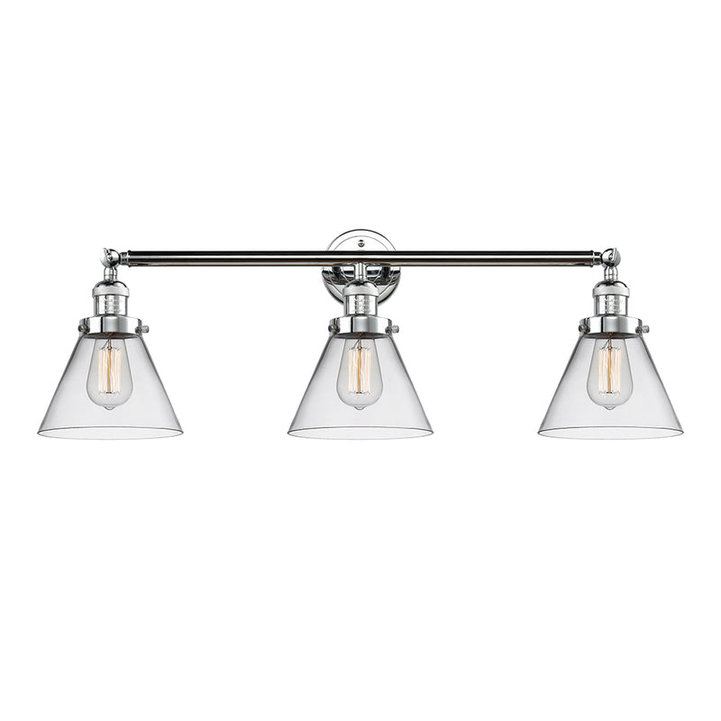 Cone Bath Vanity Light shown in the Polished Chrome finish with a Clear shade